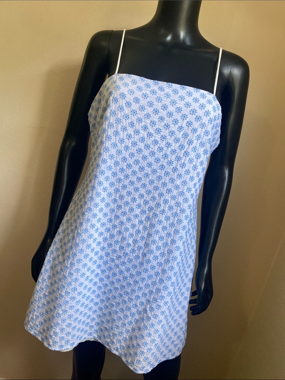 Trixxi White Mini Dress with Light Blue Floral Print
